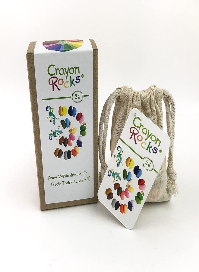 Crayon Rocks Art Supplies Safe For Kids & Toddlers - 24 Coloring Non Toxic Crayons - Tripod Grip Coloring Pencils for Drawing, Learning, and for Handwriting Development - Comes in a Muslin Bag - Image 3